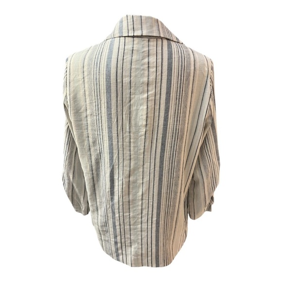 Drew Striped Linen Three Quarter Sleeve Blazer Small - Picture 2 of 9